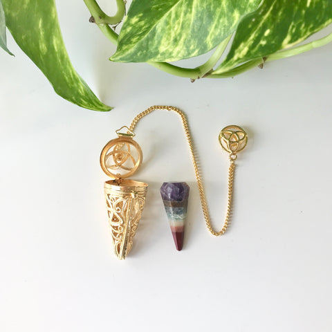 Gold Cage with Chakra Bonded Pendulum - Divine Clarity