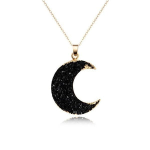 Black Moon Druzy Gold Necklace