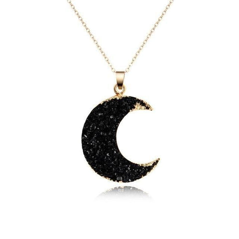 Black Moon Druzy Gold Necklace - Divine Clarity