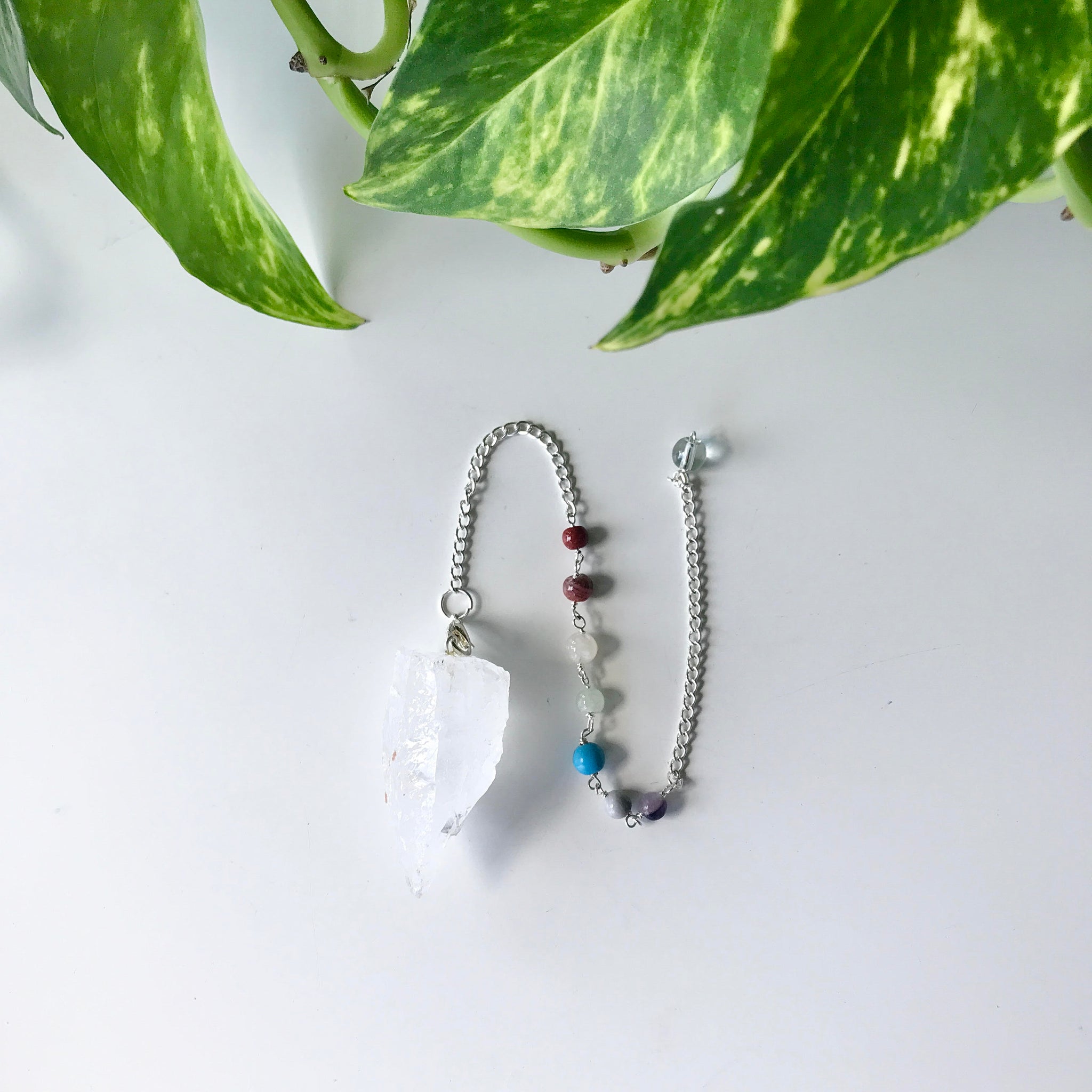 Raw Clear Quartz Chakra Pendulum - Divine Clarity