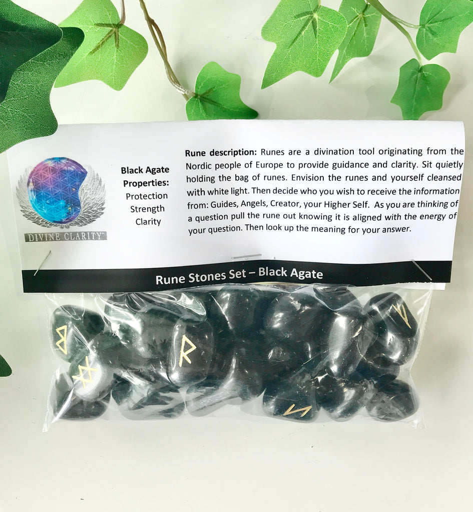 Divination Rune Set - Black Agate - Divine Clarity
