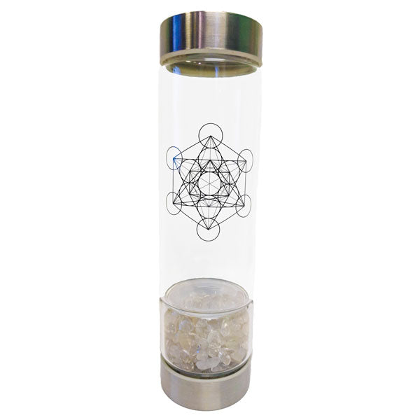 Clear Quartz Infused Glass Water Bottle - Divine Clarity