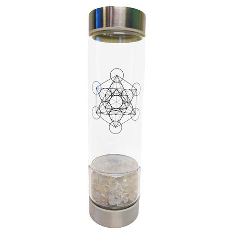 Clear Quartz Infused Glass Water Bottle - Divine Clarity